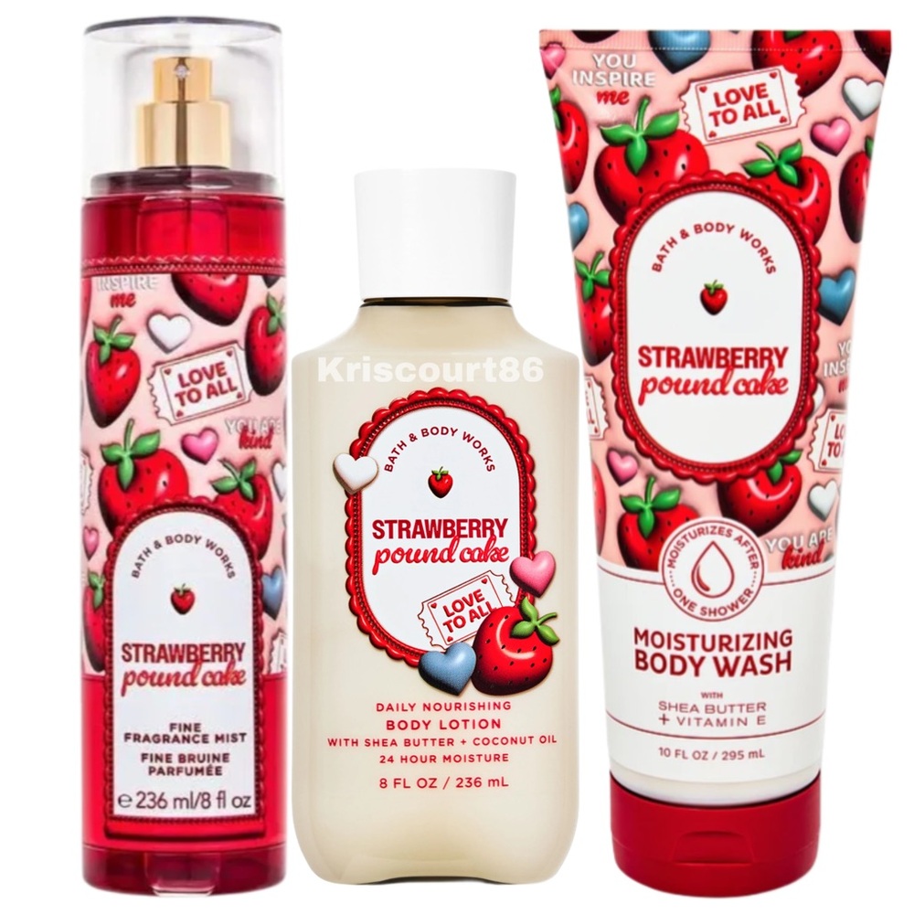 BBW Strawberry Poundcake 4PC NEW FULL-SIZE - Picture 3 of 16